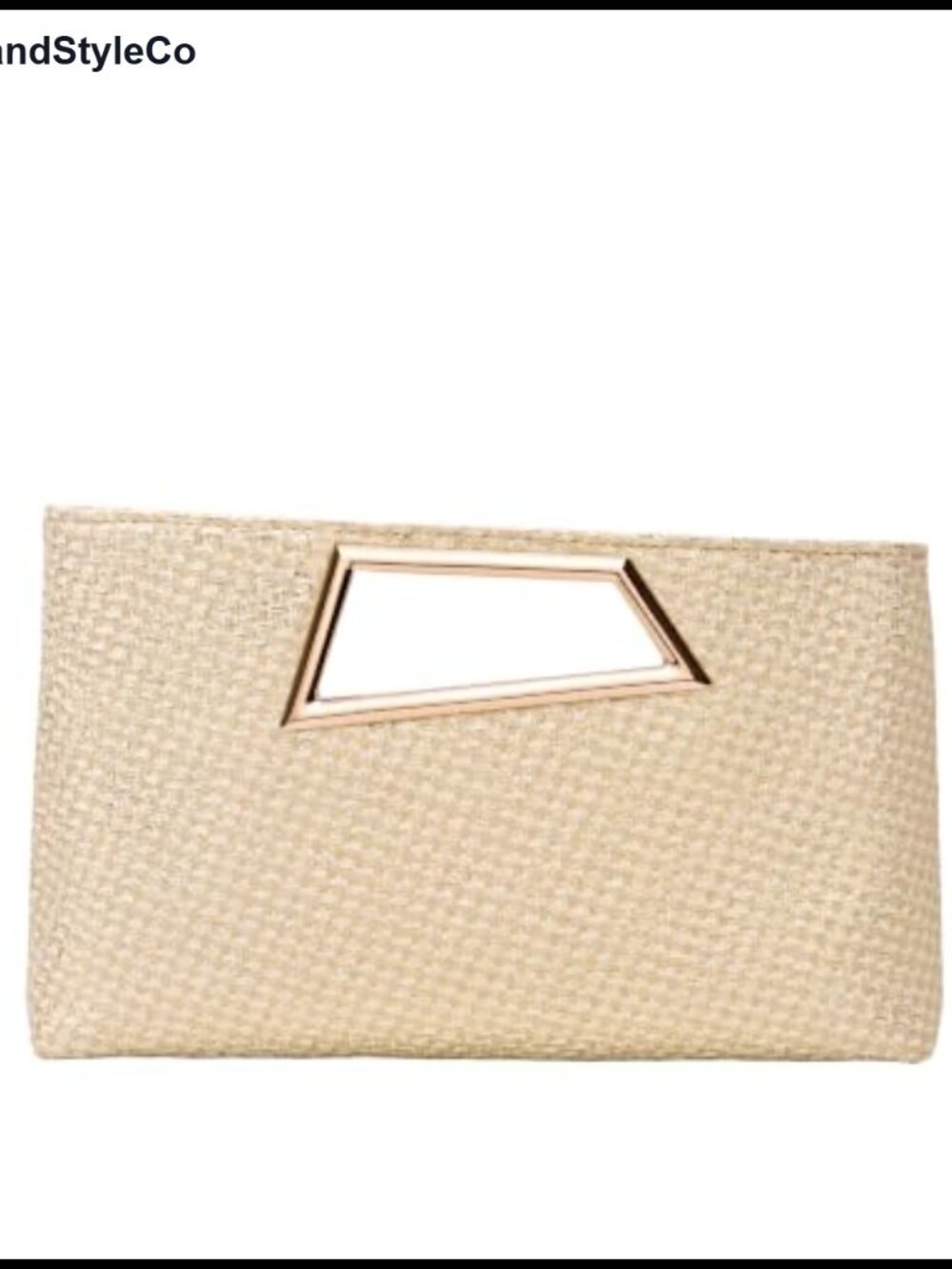 PU Leather Clutch Purse with Metallic Geo Top Handle